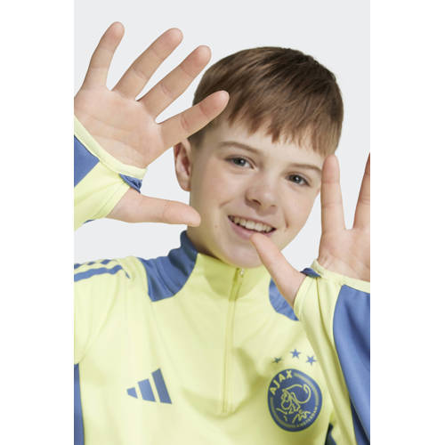 Adidas Performance Junior Ajax Amsterdam voetbalshirt training Sport t-shirt Geel Jongens Meisjes Polyester Opstaande kraag 176