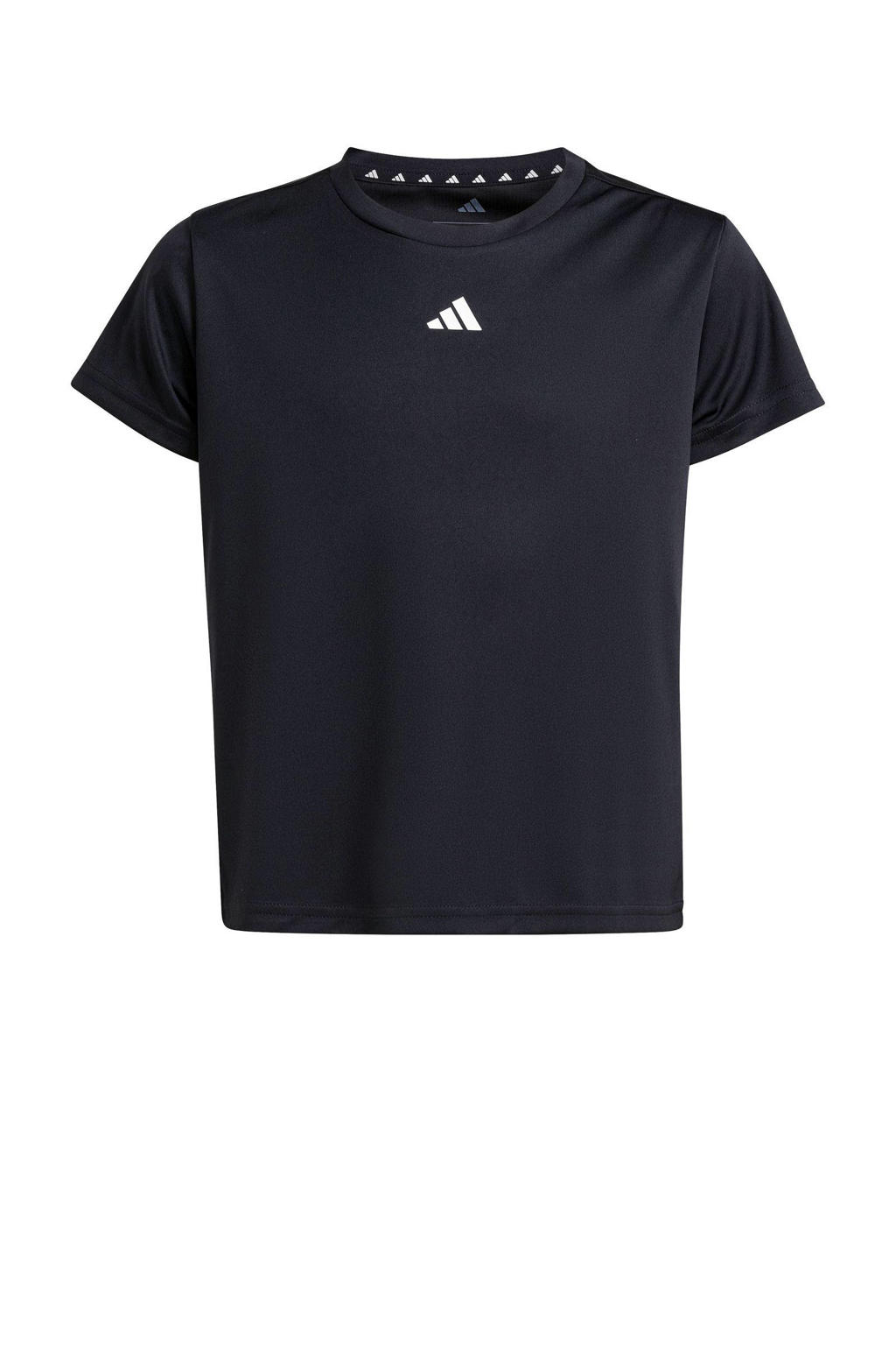 Zwarte meisjes adidas Sportswear voetbalshirt van polyester met korte mouwen en ronde hals