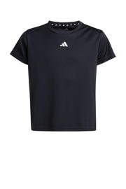 thumbnail: Zwarte meisjes adidas Sportswear voetbalshirt van polyester met korte mouwen en ronde hals