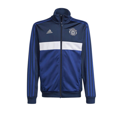 Adidas Performance Junior Manchester United trainingspak donkerblauw Jongens Meisjes Polyester Opstaande kraag 128