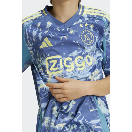 Adidas Performance Junior Ajax Amsterdam voetbalshirt uit Sport t-shirt Blauw Jongens Meisjes Polyester V-hals 128