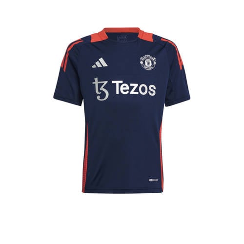 adidas Performance junior Manchester United voetbalshirt training Sport t-shirt Blauw Jongens/Meisjes Polyester V-hals