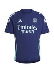 thumbnail: Blauwe jongens en meisjes adidas Performance Junior Arsenal FC voetbalshirt van polyester met korte mouwen en V-hals