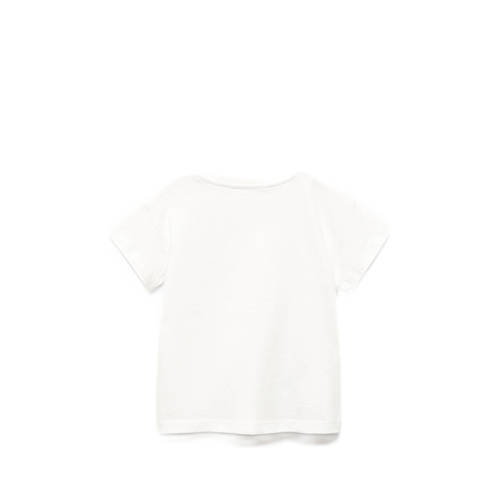 Mango Kids T-shirt met printopdruk wit Meisjes Katoen Ronde hals Printopdruk 104