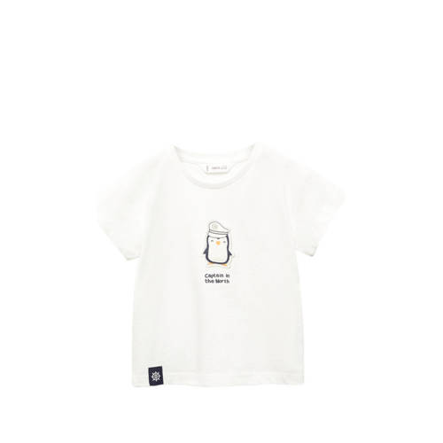 Mango Kids T-shirt met printopdruk wit Meisjes Katoen Ronde hals Printopdruk - 104