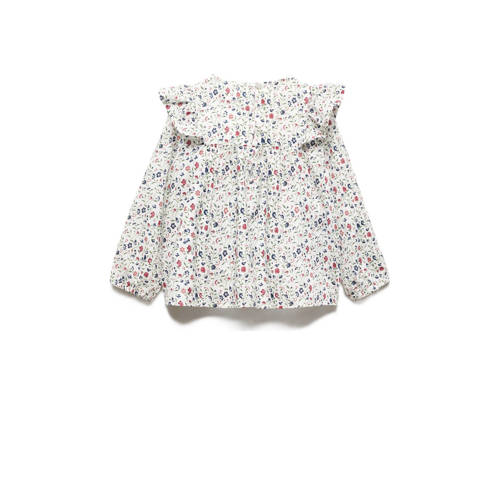 Mango Kids gebloemde top wit Meisjes Katoen Ronde hals Bloemen 104