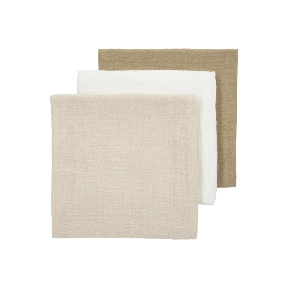 Meyco pre-washed hydrofiele doeken - offwhite/soft sand/taupe (set van 3)
