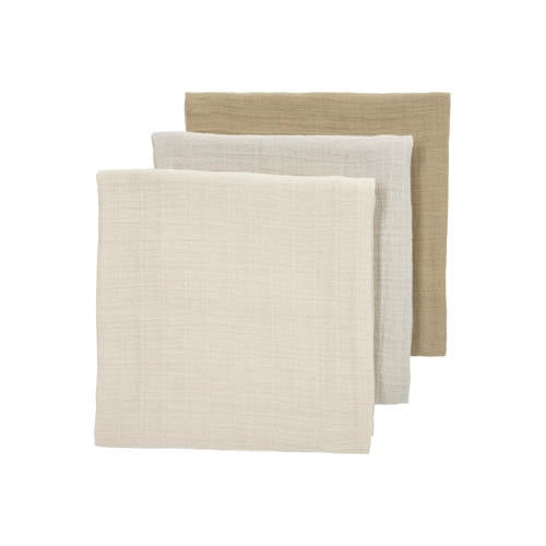 Meyco pre-washed hydrofiele doek - set van 3 soft sand/greige/taupe Hydrofiele luiers Multi afbeelding