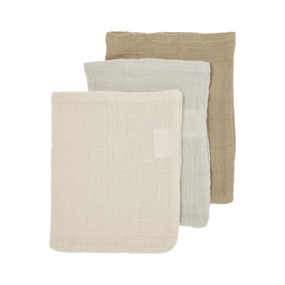 Meyco pre-washed hydrofiel washandje - soft sand/greige/taupe (set van 3)