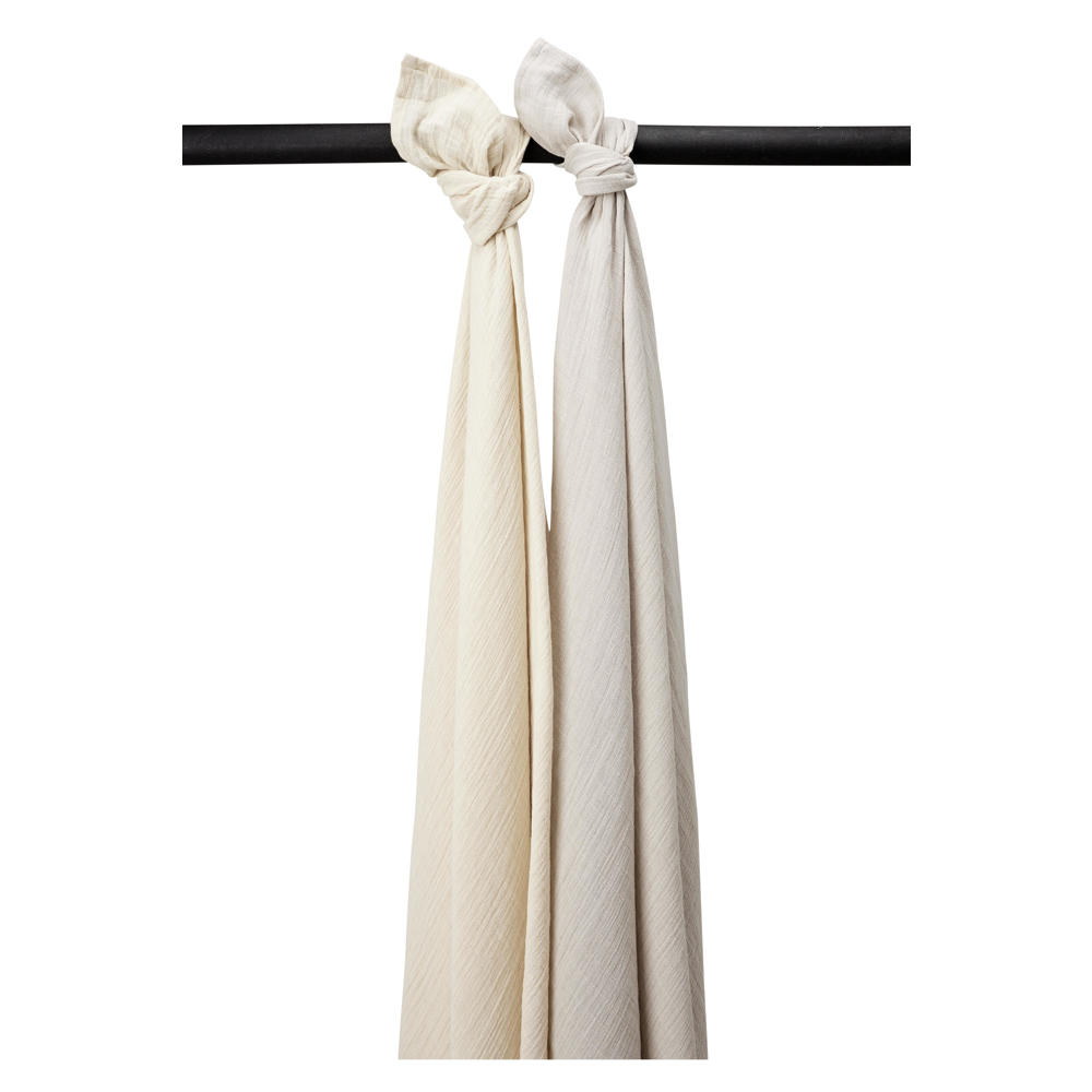 Meyco pre-washed hydrofiel swaddle - soft sand/greige (set van 2)