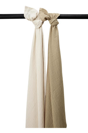 pre-washed hydrofiel swaddle - soft sand/taupe (set van 2)