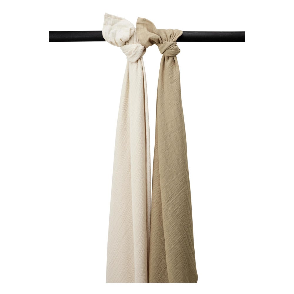Meyco pre-washed hydrofiel swaddle - soft sand/taupe (set van 2)