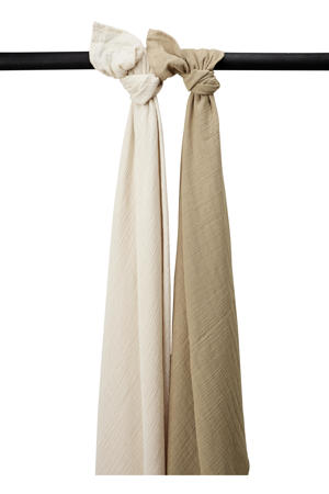 pre-washed hydrofiel swaddle - soft sand/taupe (set van 2)