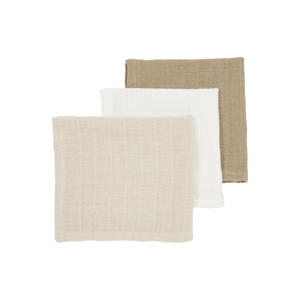 pre-washed hydrofiel monddoekje - offwhite/soft sand/taupe (set van 3)