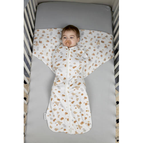 Meyco Stains cocoon inbakerslaapzak sand 70cm Inbakerdoek Beige Stip