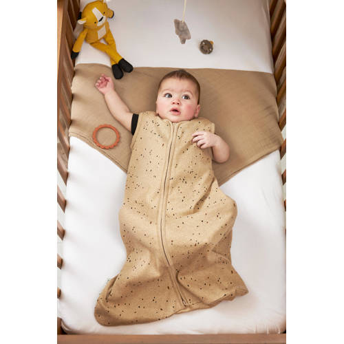 Meyco Rib Mini Spot baby slaapzak toffee melange Babyslaapzak Bruin Stip 70