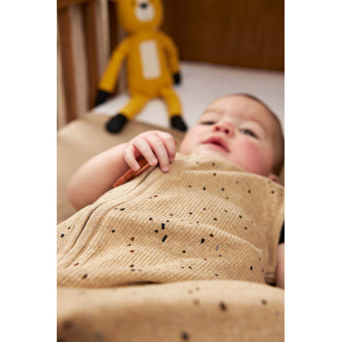 Meyco Rib Mini Spot baby slaapzak toffee melange Babyslaapzak Bruin Stip 70
