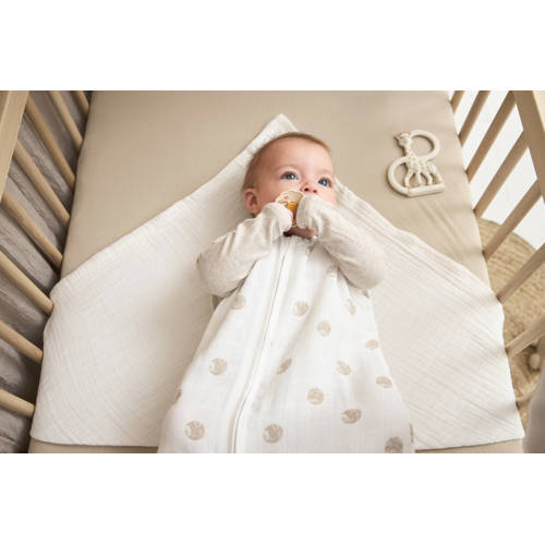 Meyco hydrofiele baby zomerslaapzak Dots sand Babyslaapzak Beige Stip 70