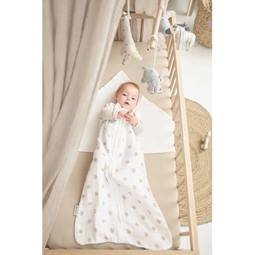 Meyco hydrofiele baby zomerslaapzak Dots sand Babyslaapzak Beige Stip 70