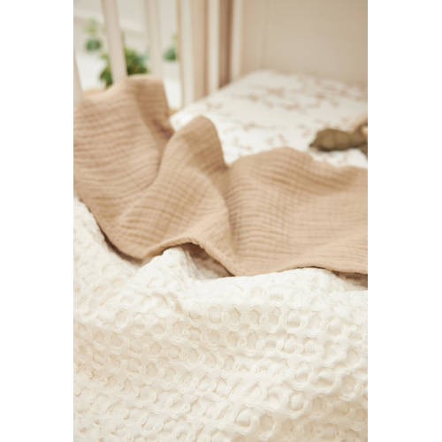 Meyco ledikantdeken Waffle Cotton nature Babydeken Wit Effen