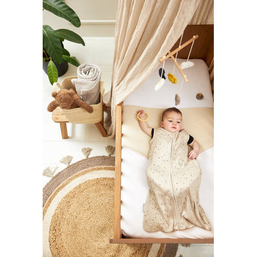 Meyco baby slaapzak Rib Mini Spot sand melange Babyslaapzak Beige Stip 110