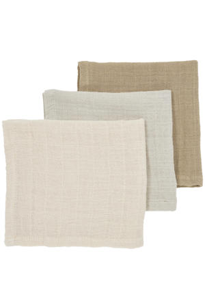 pre-washed hydrofiel monddoekje - soft sand/greige/taupe (set van 3)