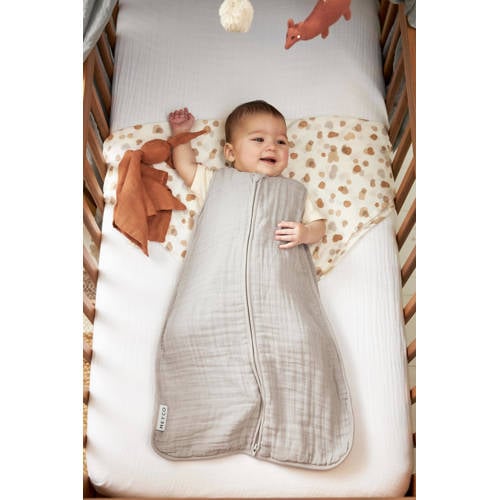 Meyco pre-washed hydrofiel baby slaapzak Greige Babyslaapzak Grijs Effen 70