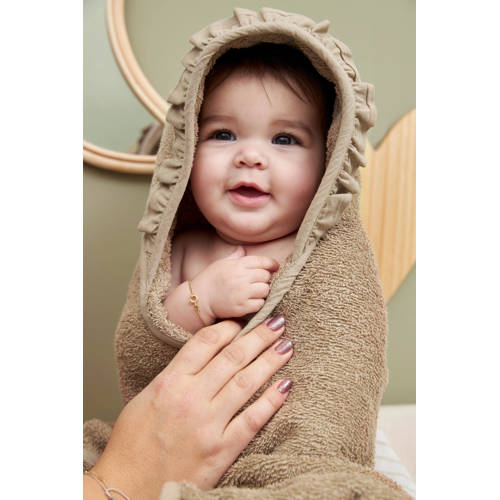 Meyco ruffle badcape badstof taupe Handdoek badcape Bruin Effen