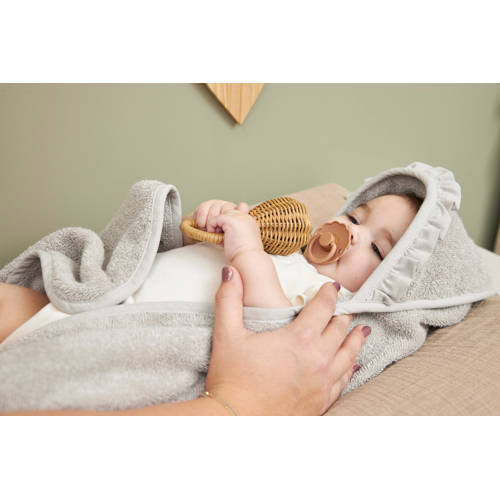Meyco ruffle badcape badstof greige Handdoek badcape Grijs Effen