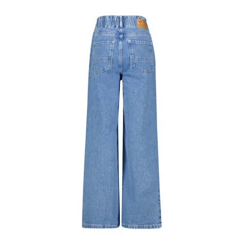America Today wide leg jeans medium blue denim Blauw Meisjes Katoen Effen 134 140