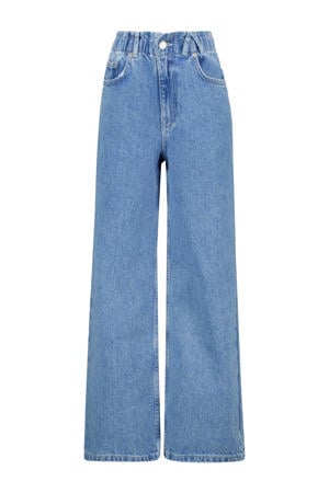 wide leg jeans medium blue denim