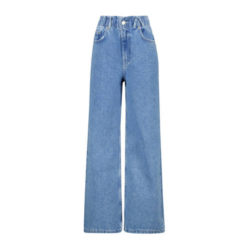 America Today wide leg jeans medium blue denim Blauw Meisjes Katoen Effen - 122/128