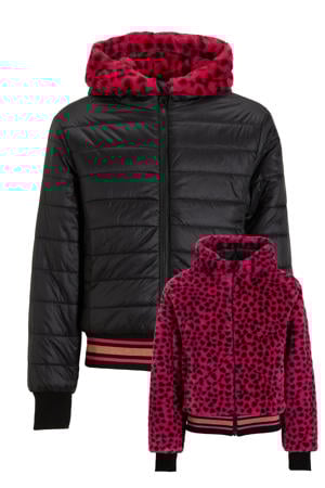 reversible winterjas Rachida roze/zwart