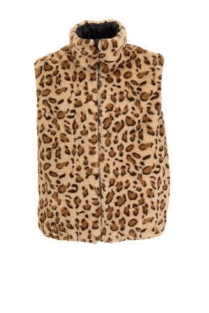 reversible meisjes gilet panterprint / zwart