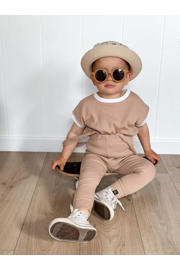 thumbnail: Babystyling romper met bies beige/wit