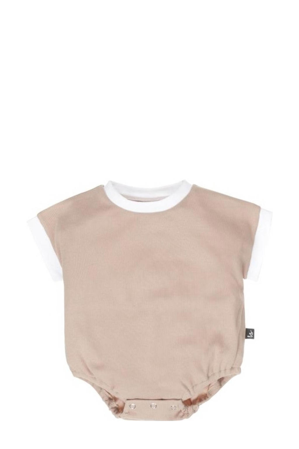 Babystyling romper met bies beige/wit