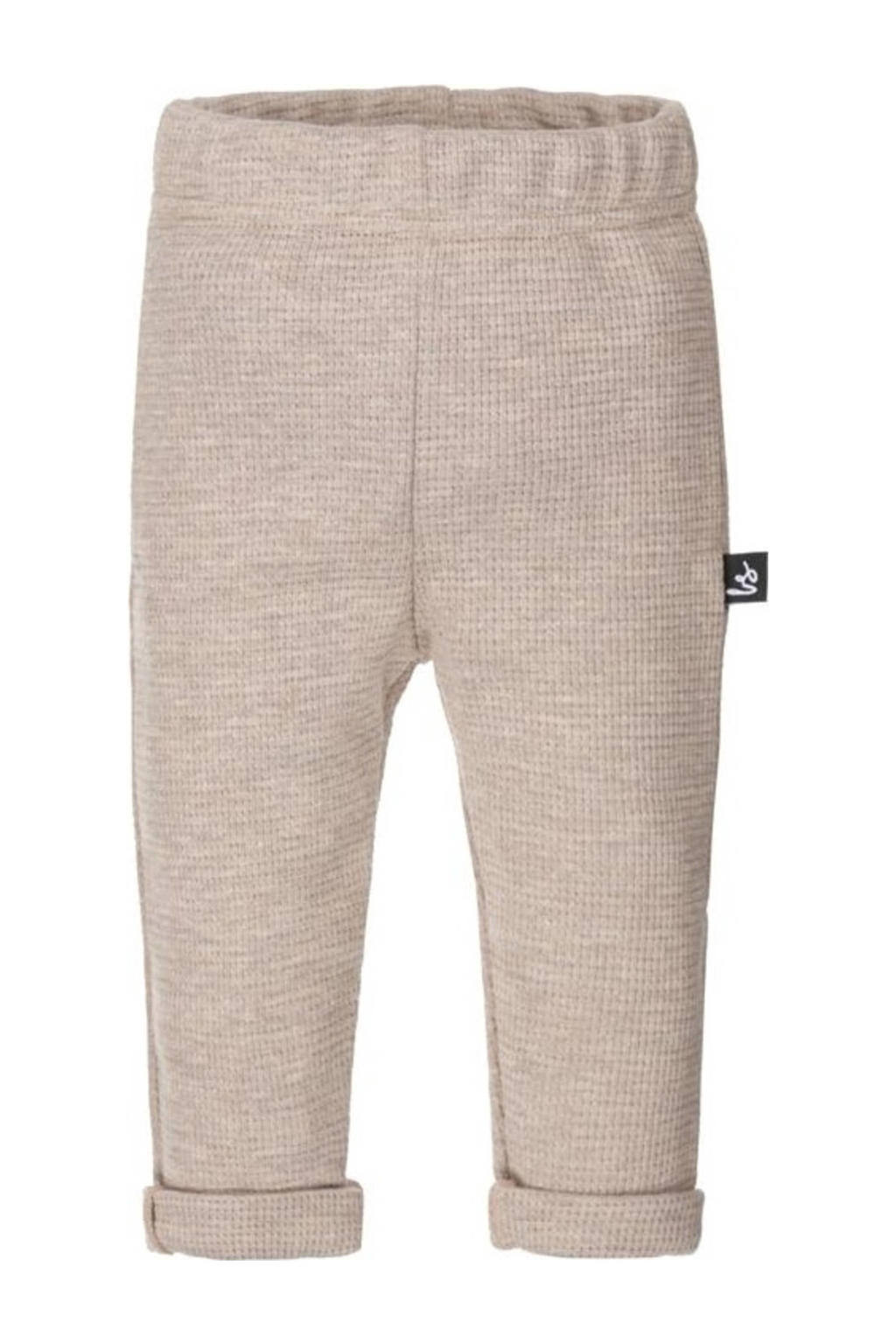 Bruine Babystyling baby regular fit broek van katoen met elastische tailleband en effen