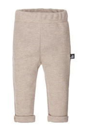 thumbnail: Bruine Babystyling baby regular fit broek van katoen met elastische tailleband en effen