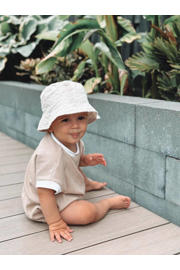 thumbnail: Babystyling romper met bies lichtbeige/wit