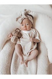thumbnail: Babystyling romper met bies lichtbeige/wit