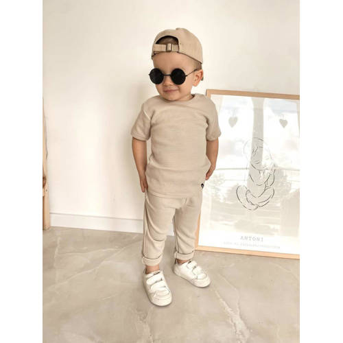 Babystyling baby T-shirt beige Jongens Katoen Ronde hals Effen 86 92