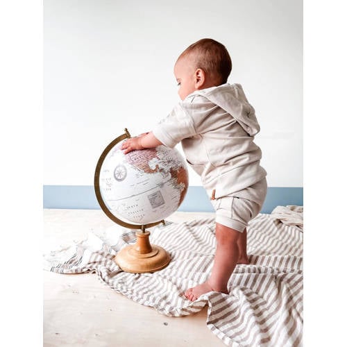 Babystyling hoodie met korte mouwen beige Trui Jongens Stretchkatoen Capuchon 62 68