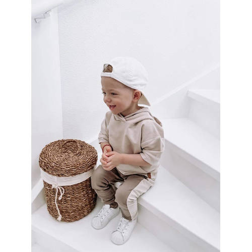 Babystyling hoodie met korte mouwen beige Trui Jongens Stretchkatoen Capuchon 62 68