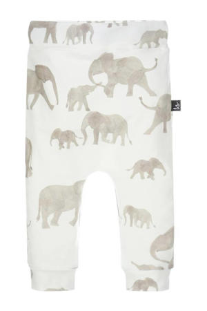 baby regular fit broek met all over print wit/beige