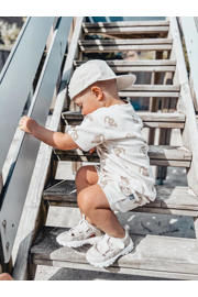 thumbnail: Babystyling baby T-shirt met all over print ecru/lichtbruin