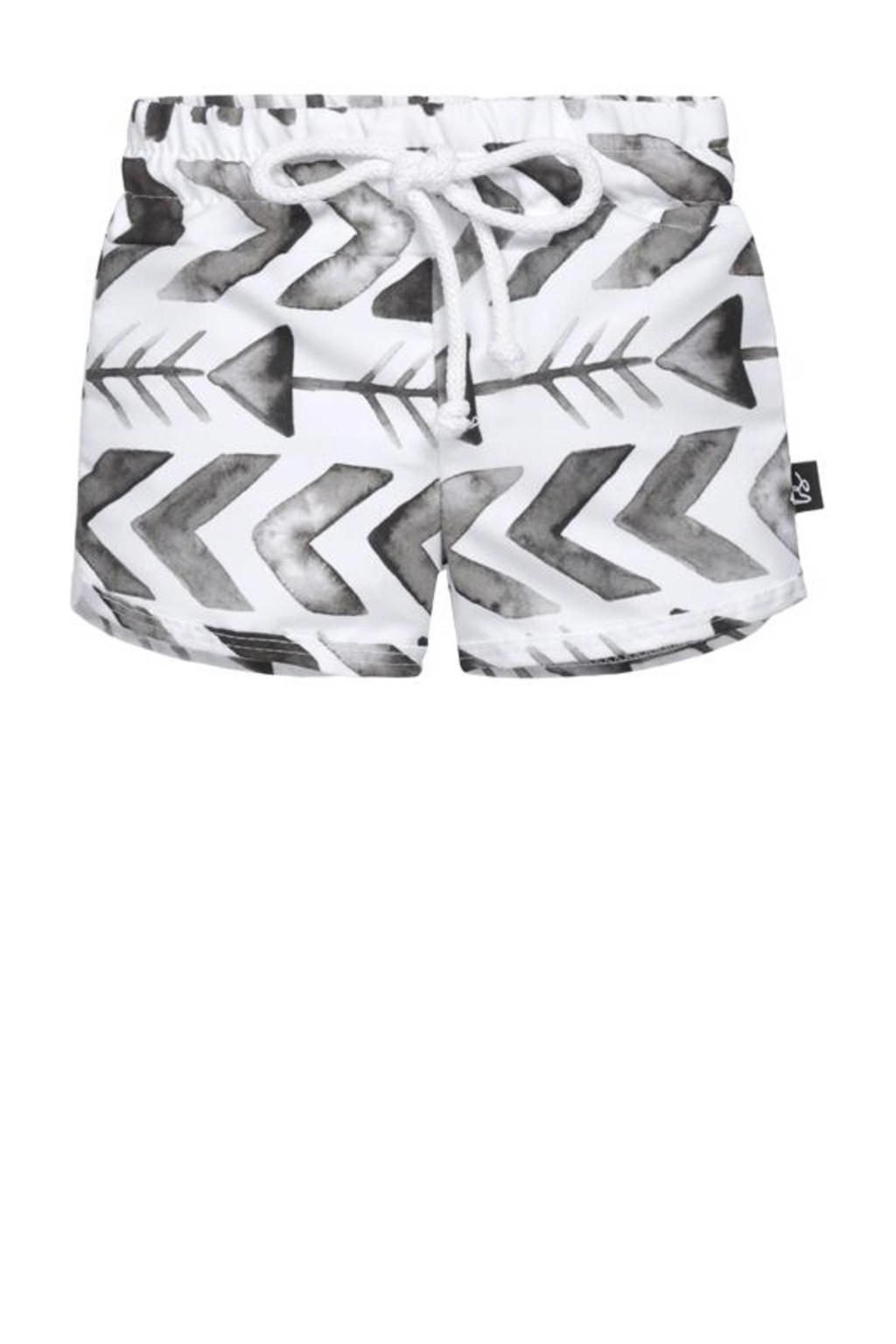 Babystyling zwemshort met all over print zwart/wit