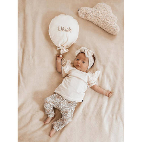 Babystyling baby T-shirt ecru Meisjes Katoen Ronde hals Effen 50 56