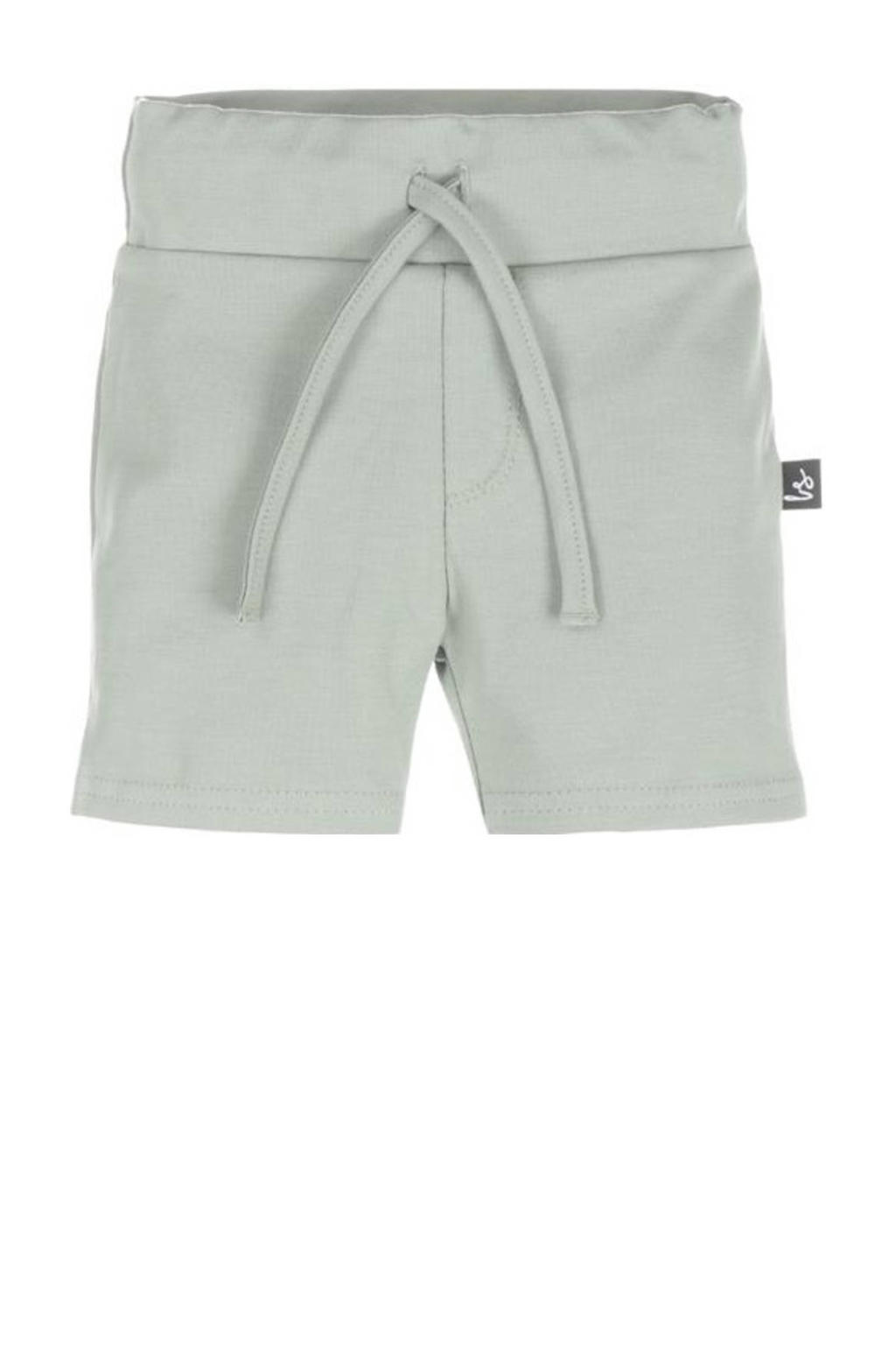 Groene jongens Babystyling baby sweatshort van katoen met elastische tailleband met koord en effen