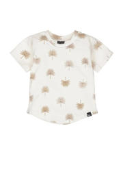 thumbnail: Ecru en lichtbruine jongens Babystyling baby T-shirt van stretchkatoen met korte mouwen en ronde hals
