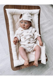 thumbnail: Babystyling baby sweatshort met all over print ecru/lichtbruin